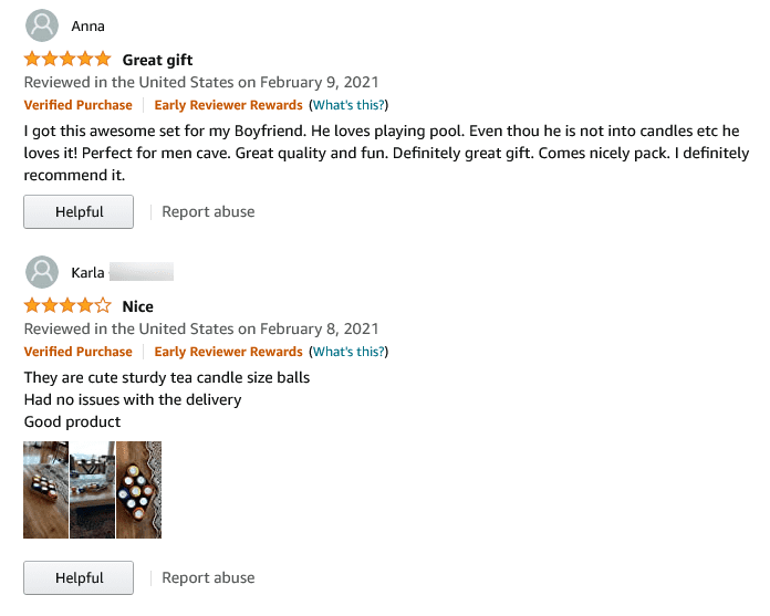 sample Amazon review