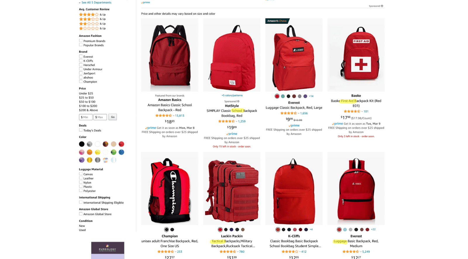 sponsored products ads backpack