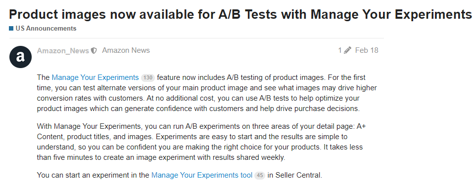 manage your experiments product images