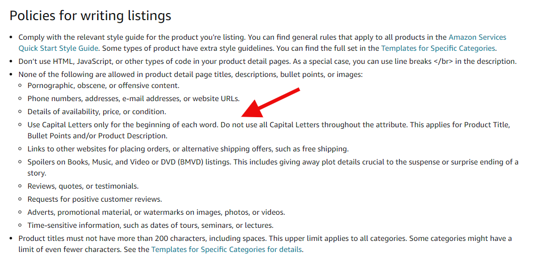 Amazon listing policy