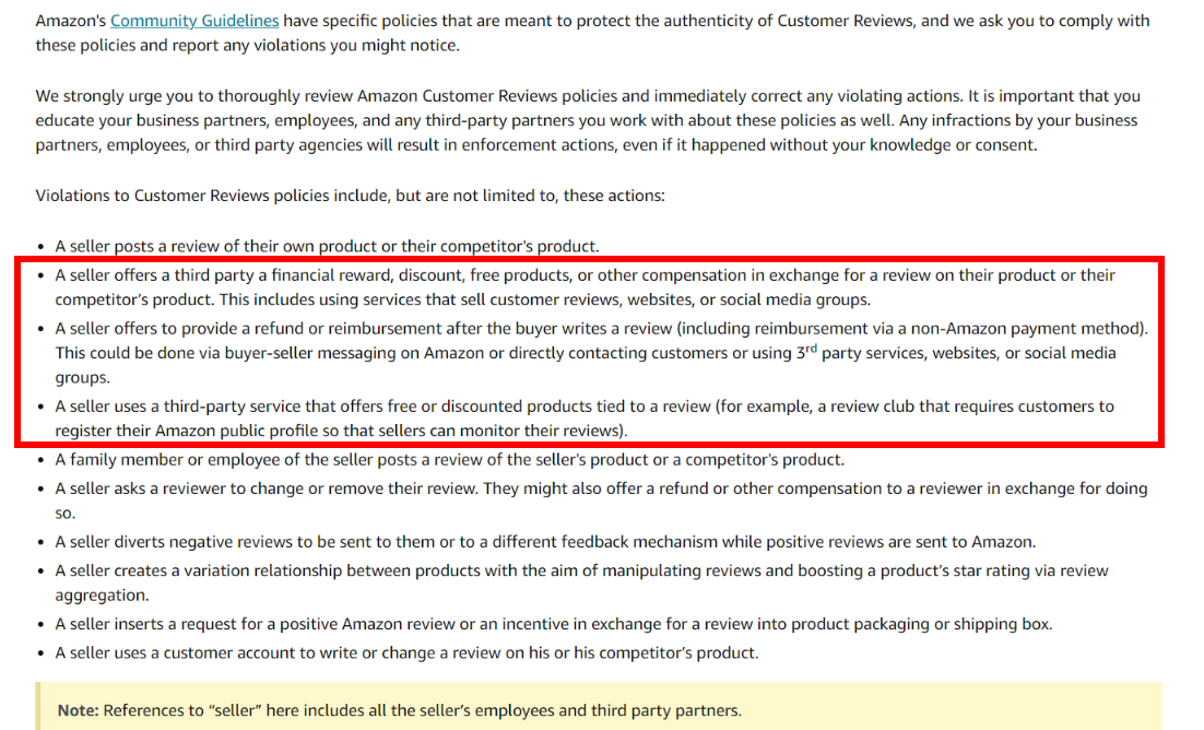 incentivizing reviews Amazon terms