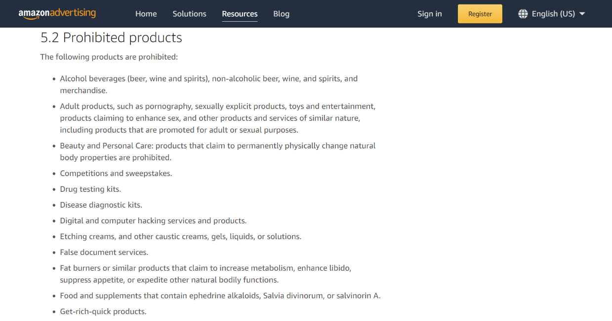 prohibited products on amazon posts