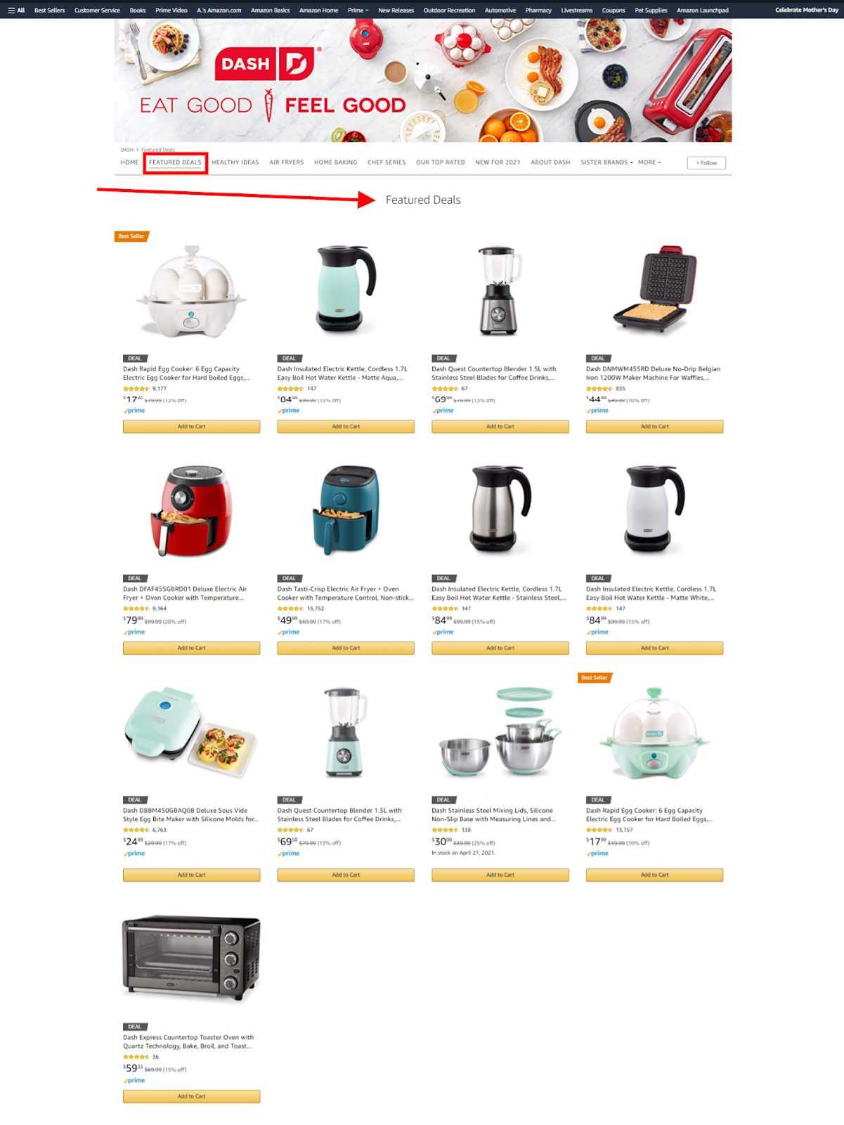 Amazon Featured Deals storefront sample